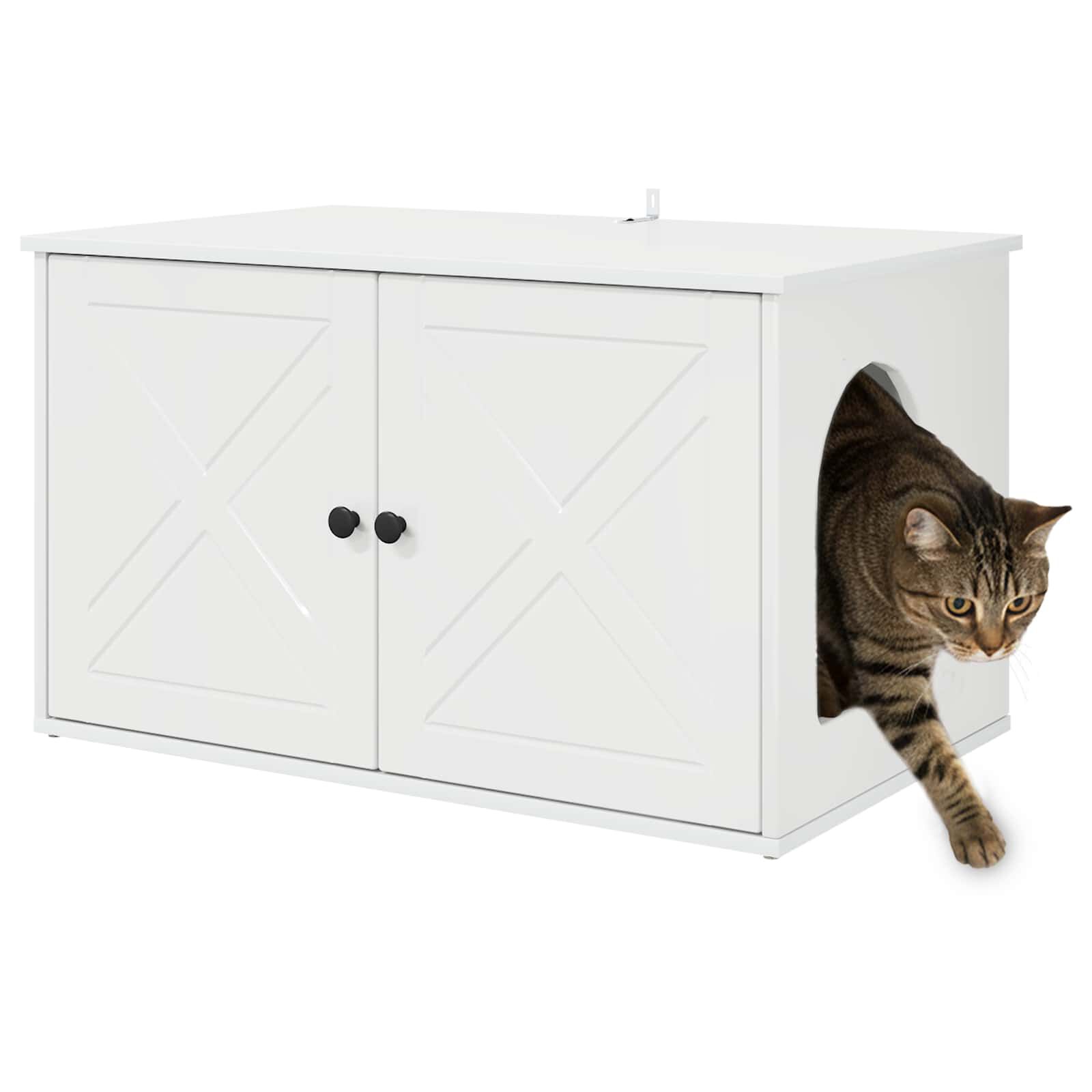vidaXL Casa para Gatos Brillante 85 x 55 x 50 cm Madera de ingenier&iacute;a, , large Imagen numero 3