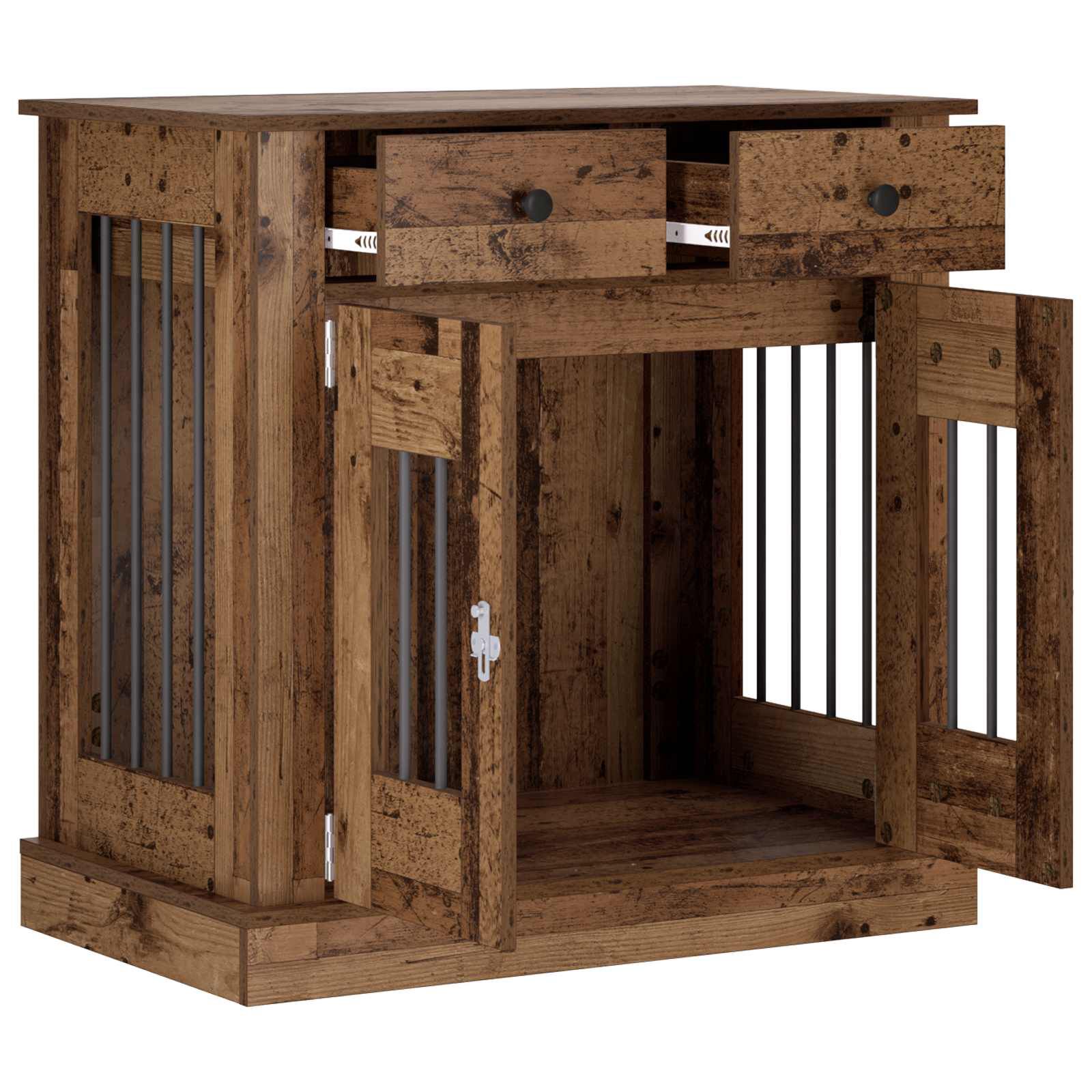 vidaXL Mueble para jaula de perro con cerradura Madera de ingenier&iacute;a Perro Pen, , large Imagen numero 3