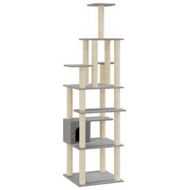 Vidaxl rascador árbol con casa gris para gatos