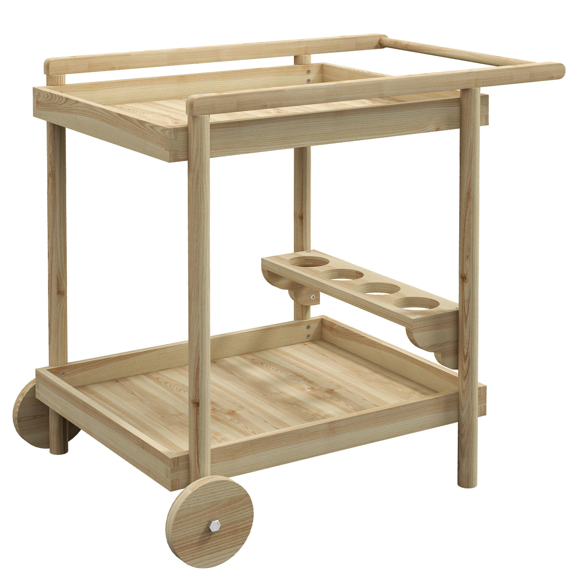 Outsunny Camarera con Ruedas Madera Natural, , large Imagen numero 1