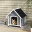 PawHut Caseta para Perros 75x88x82 cm Casa para Perros Medianos con Techo de Tejas de Imitación Base Elevada y Suelo Desmontable para Exterior Gris, , large indicador imagen numero 2