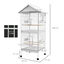 PawHut Jaula para Pájaros 2 en 1 Grande de 2 Pisos Convertible en Sola Jaula con Ruedas 4 Comederos 4 Perchas y Bandejas Extraíbles para Canarios Loros 78x75x168 cm Blanco, , large indicador imagen numero 3