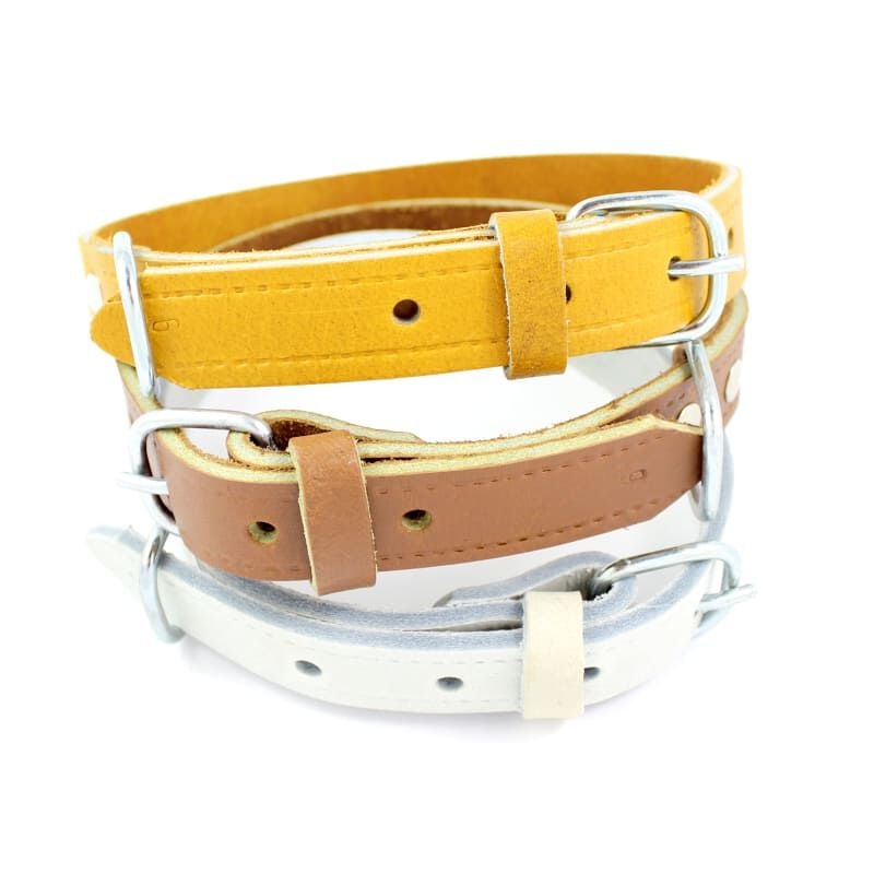 Seleiro Collar Cuero Gris Claro para perros thumbnail