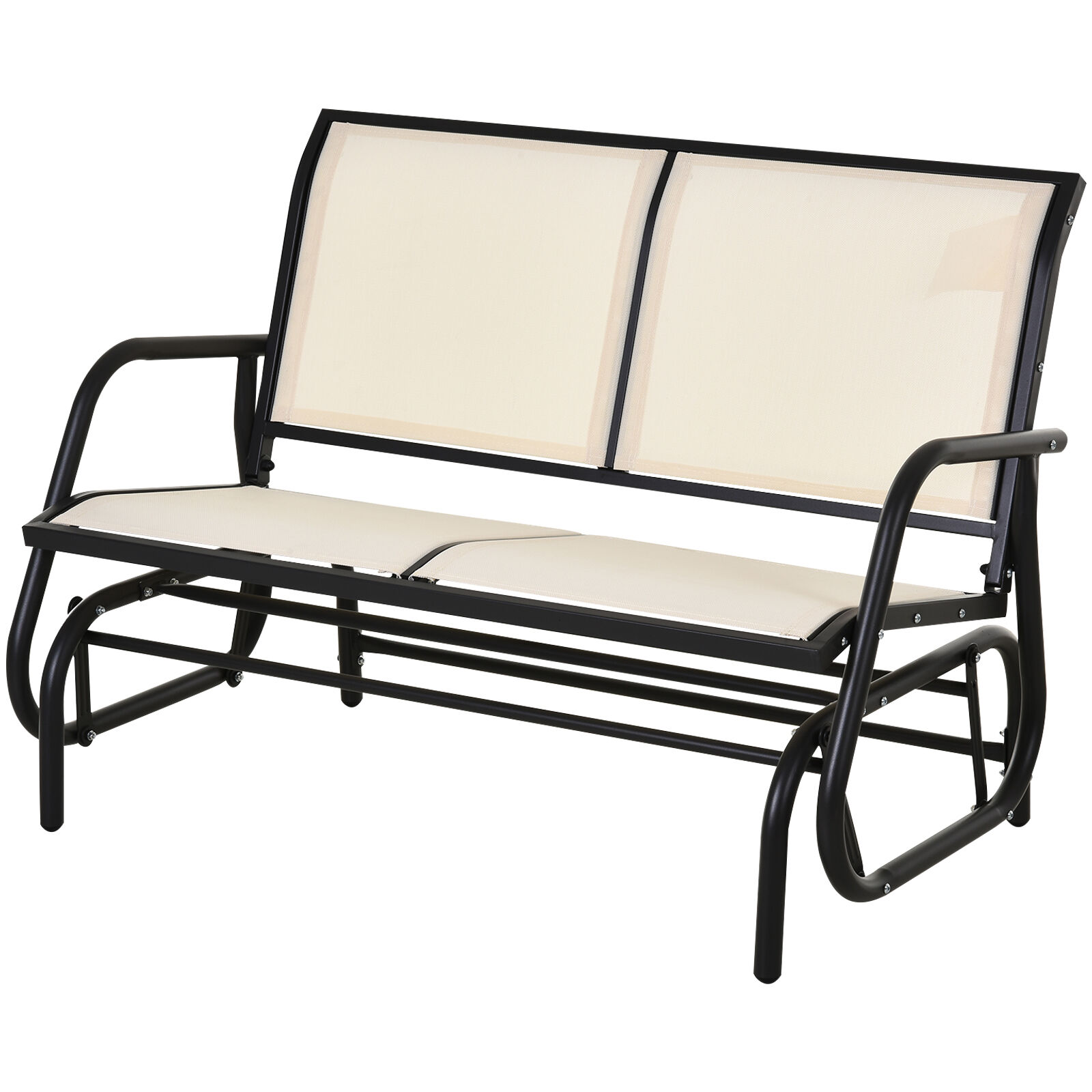 Outsunny Banco Balanc&iacute;n de 2 Plazas Silla Mecedora de Jard&iacute;n Tubo de Metal y Tela Texteline Transpirable para Exterior Carga M&aacute;x. 200 kg 120x70x85 cm Beige, , large Imagen numero 1