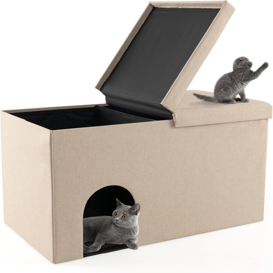 Costway Banco con Arenero Beige para Gatos