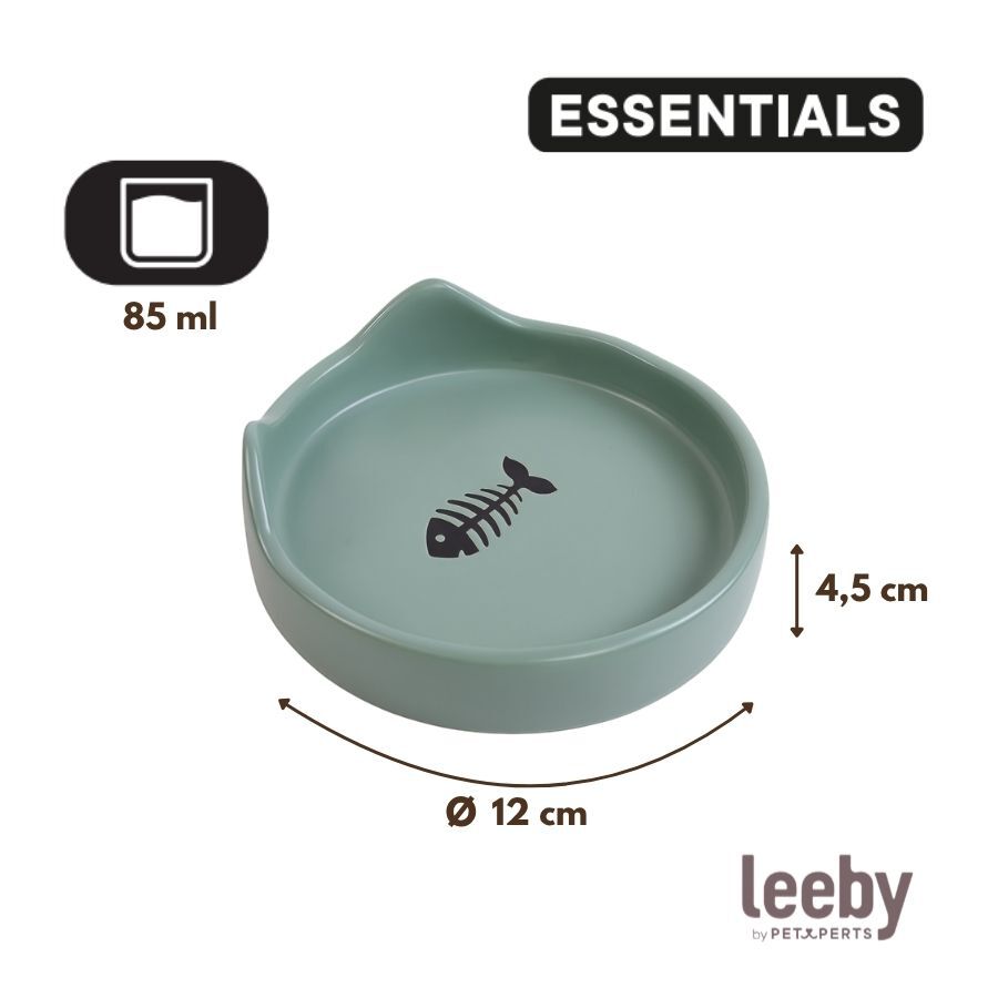 Leeby Comedero de Cer&aacute;mica Azul con Orejitas para gatos, , large Imagen numero 4