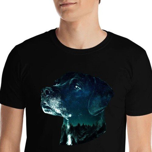 Mascochula camiseta hombre noche estrellada personalizada con tu mascota negra thumbnail
