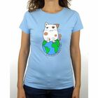Camiseta mujer "Un día mi gato dominará el mundo" color Azul, , large image number null