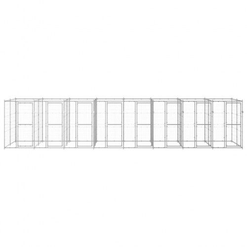 Vidaxl perrera con puertas de bisagra plateado para perros, , large Imagen numero 6