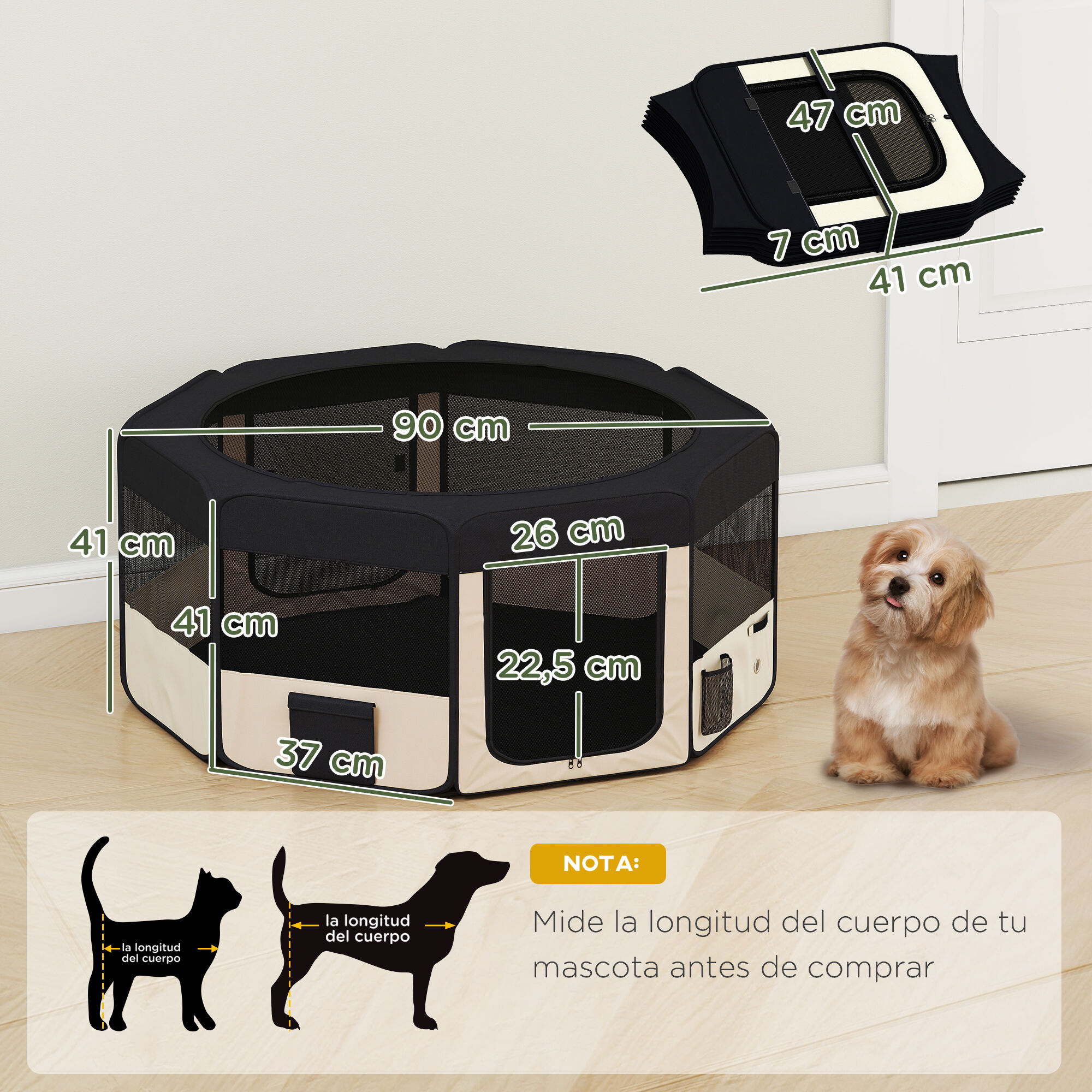 PawHut Parque para Mascotas Negro, , large Imagen numero 3