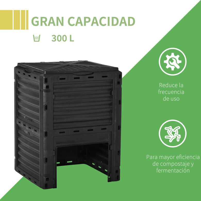 Outsunny Compostador negro para Producción de Abono con 48 Respiraderos para jardín thumbnail