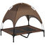 PawHut Cama Elevada para Mascotas Portátil con Toldo Extraíble Tela Transpirable al Aire Libre para Interior y Exterior 92x76x90 cm Café., , large indicador imagen numero 1