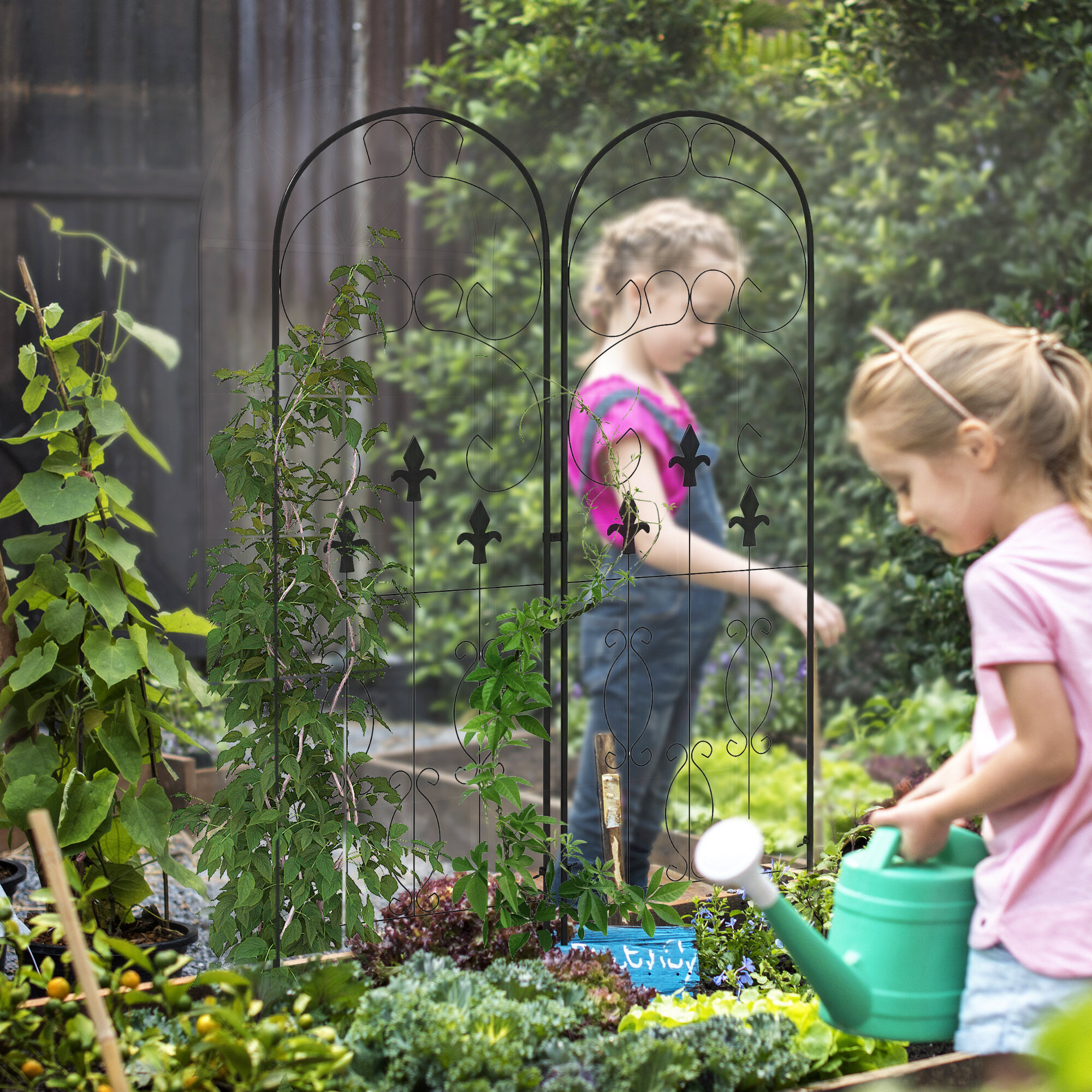 Outsunny Enrejados de Jard&iacute;n Negro, , large Imagen numero 2