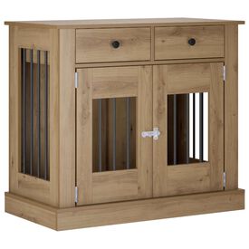 vidaXL Mueble para jaula de perro con cerradura Madera de ingenier&iacute;a