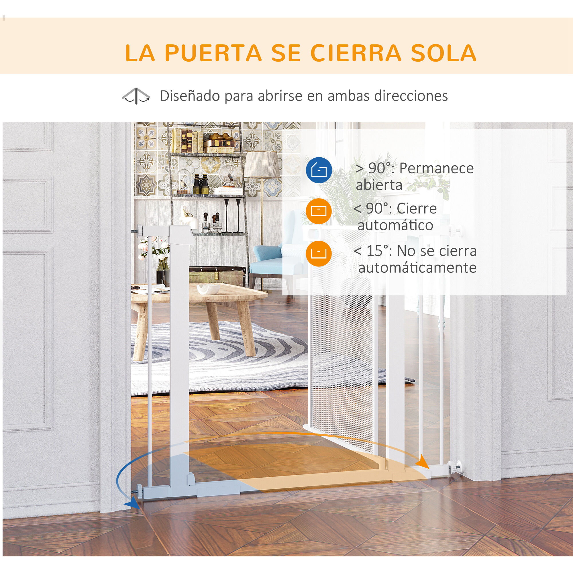 PawHut Barrera de Seguridad blanca para perros y gatos thumbnail