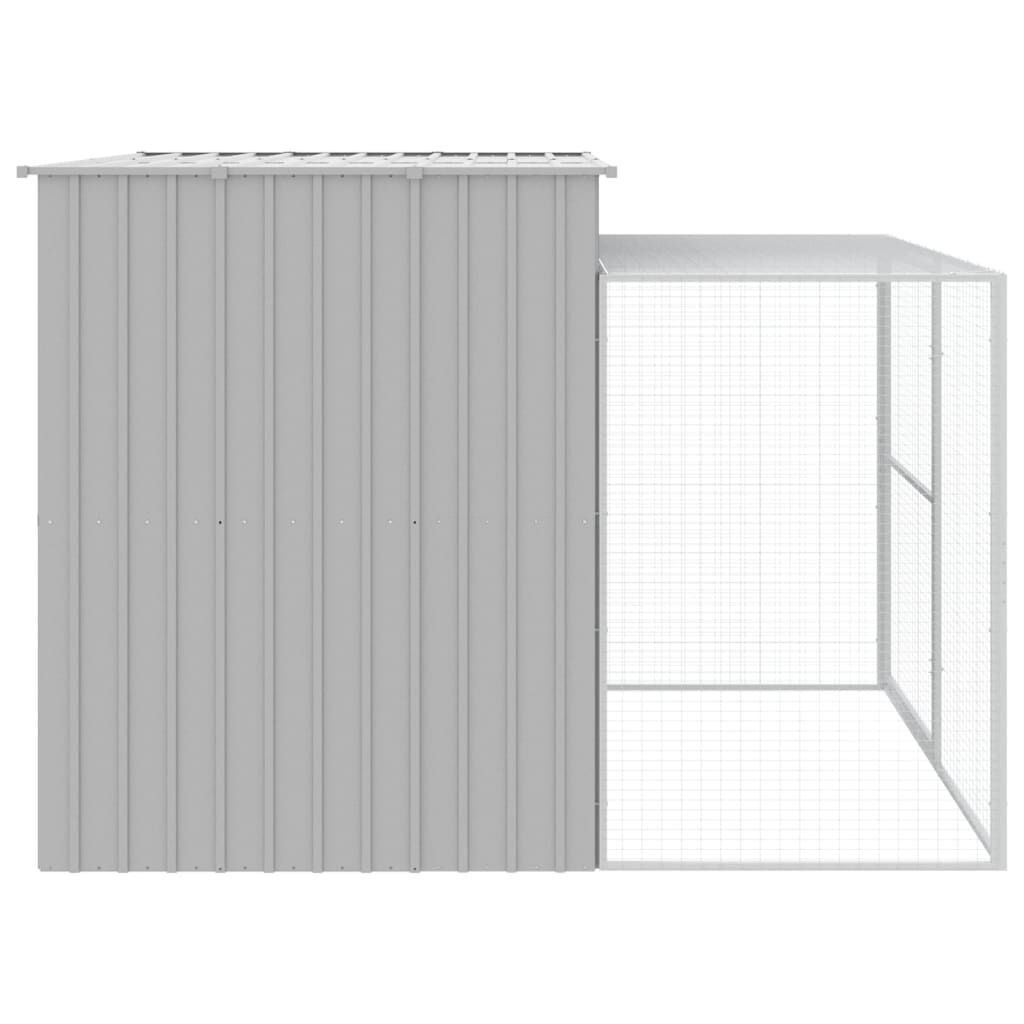 vidaXL Caseta perros corral acero galvanizado gris claro 214x865x181cm, , large Imagen numero 11