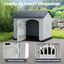 COSTWAY Caseta Perros de Pl&aacute;stico, Refugio para Mascotas con Puerta Bloqueable, 3 Ventanas, Techo Inclinado y Base con Orificios de Drenaje, Jaula Impermeable para Interior y Exterior (Gris), , large indicador imagen numero 3