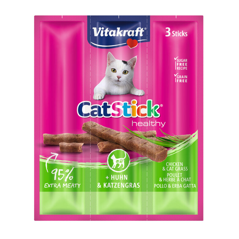 18 barritas Vitakraft Cat Stick Healthy Pollo y Hierba Gatera ¡Pack ahorro!