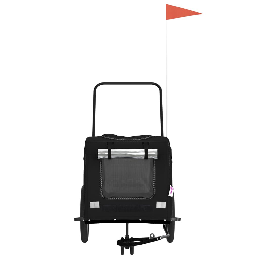 vidaXL Remolque de bicicleta para perros hierro y tela Oxford negro, , large Imagen numero 7
