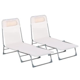 Outsunny Tumbonas Plegables Crema para jardín