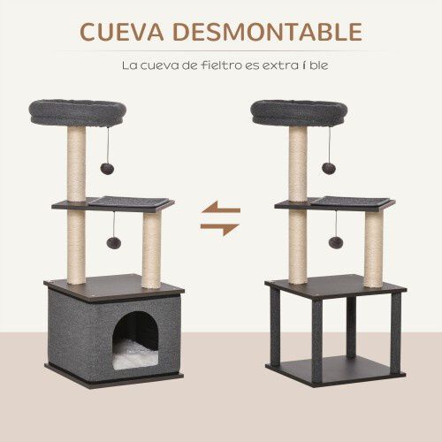 PawHut &Aacute;rbol Rascador Con Cueva para gatos, , large Imagen numero 5