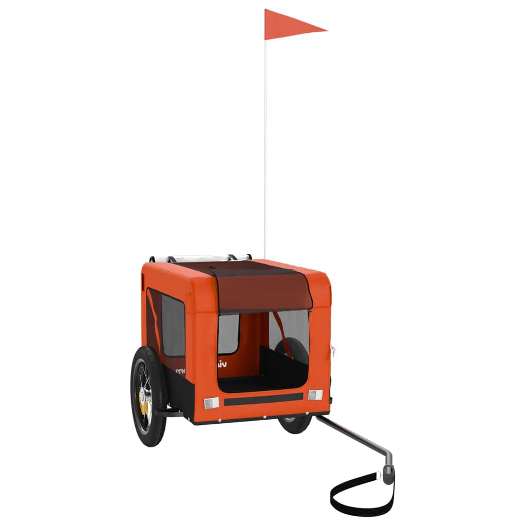 vidaXL Remolque bicicleta para perros hierro tela Oxford naranja negro, , large Imagen numero 6