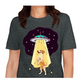 Mascochula camiseta mujer abduction personalizada con tu mascota gris oscuro