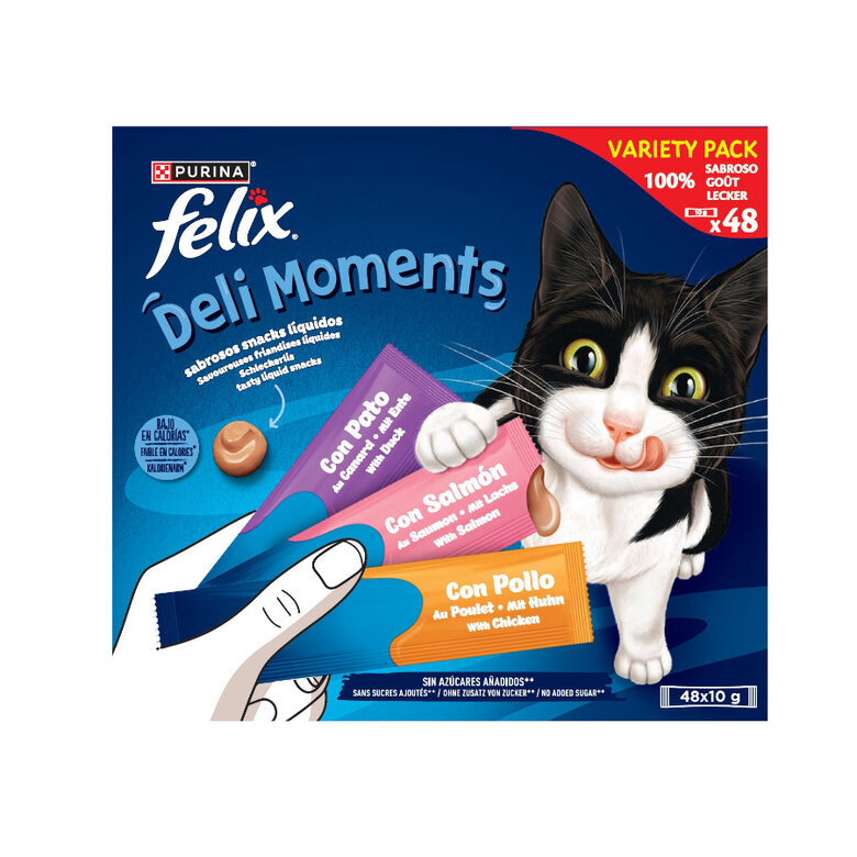 48 sobres x 10 g Felix Deli Moments Snack líquido para gatos - Multipack