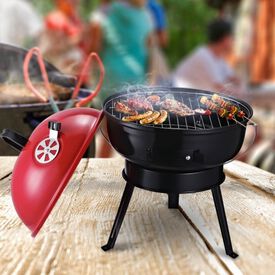 Parrilla para Barbacoa de Carbón Portátil con Mango Ahumador
