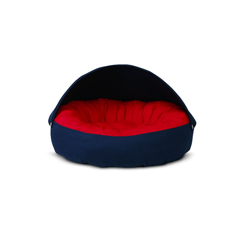Gauty Cama Redonda para Perros y Gatos  Tela de sarga - Azul oscuro y rojo, , large Imagen numero 1