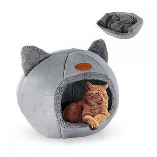 Mobiclinic Cueva gato iglú HelloCatty Plegable Gris Confort Suave Máx. 12Kg para mascotas