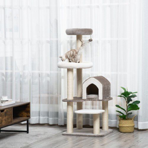 PawHut &Aacute;rbol Rascador con Cueva Marr&oacute;n para gatos grandes, , large Imagen numero 2