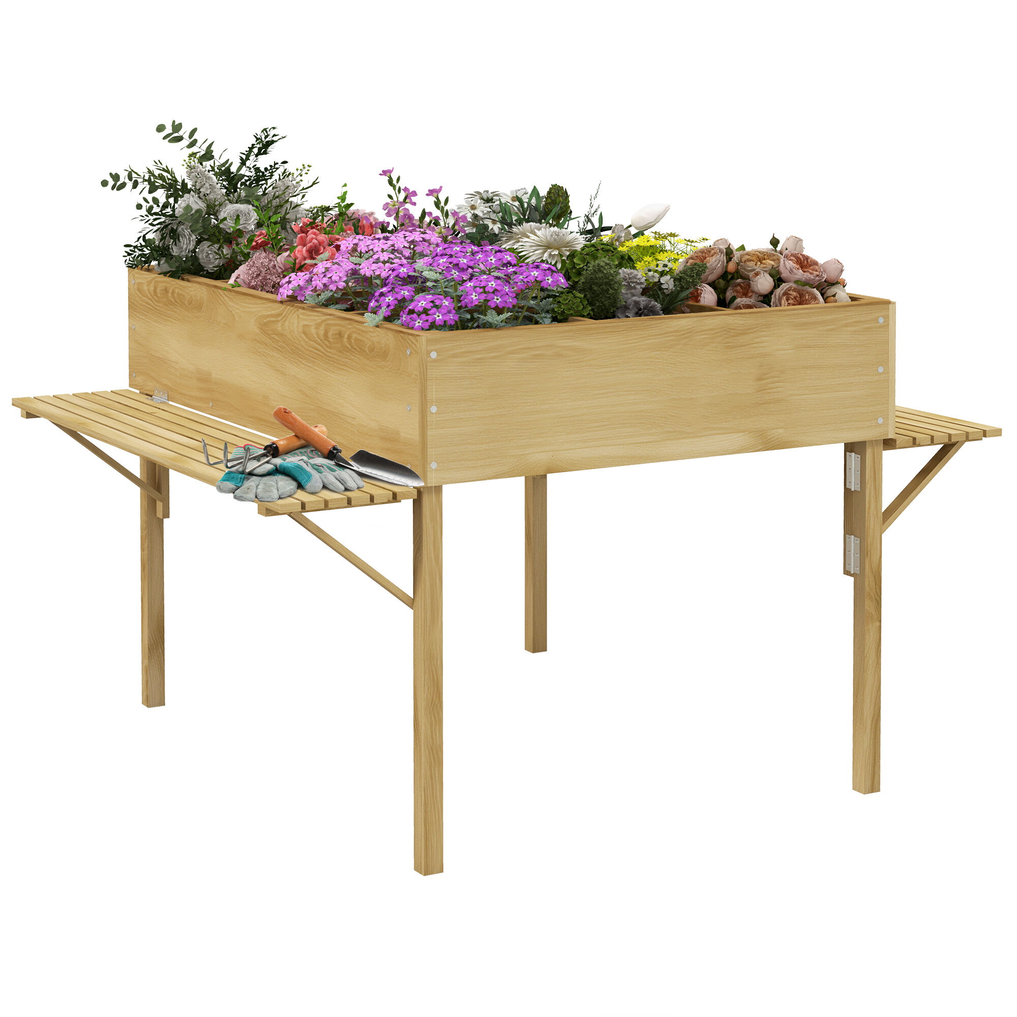 Outsunny Mesa de Cultivo Madera Natural, , large Imagen numero 1