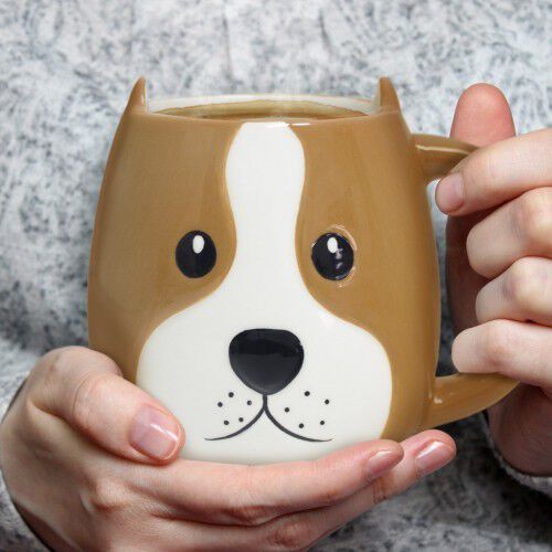 Mug Woof! Taza en forma de cabeza de perro color Marrón thumbnail