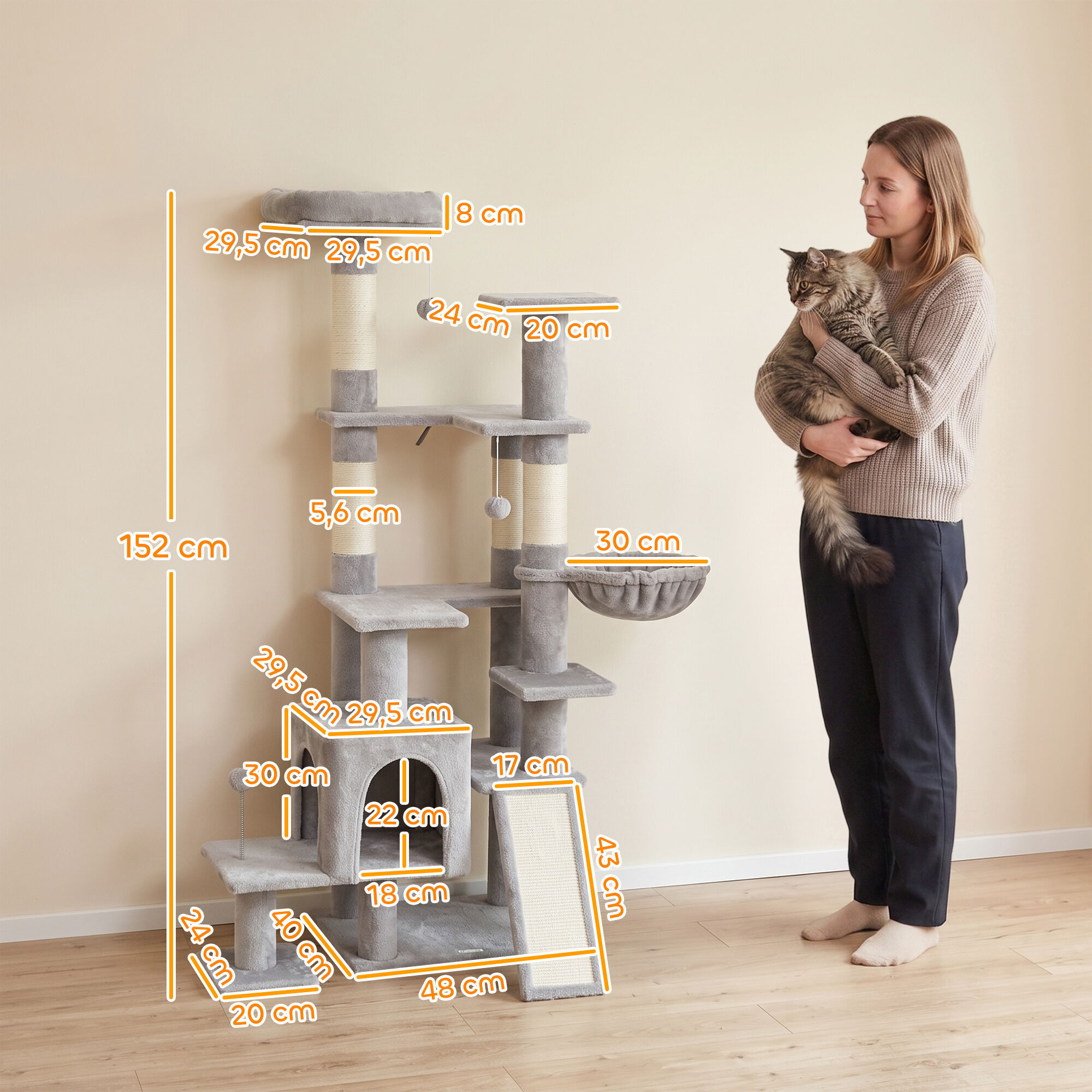 PawHut &Aacute;rbol para Gato Gris claro, , large Imagen numero 3