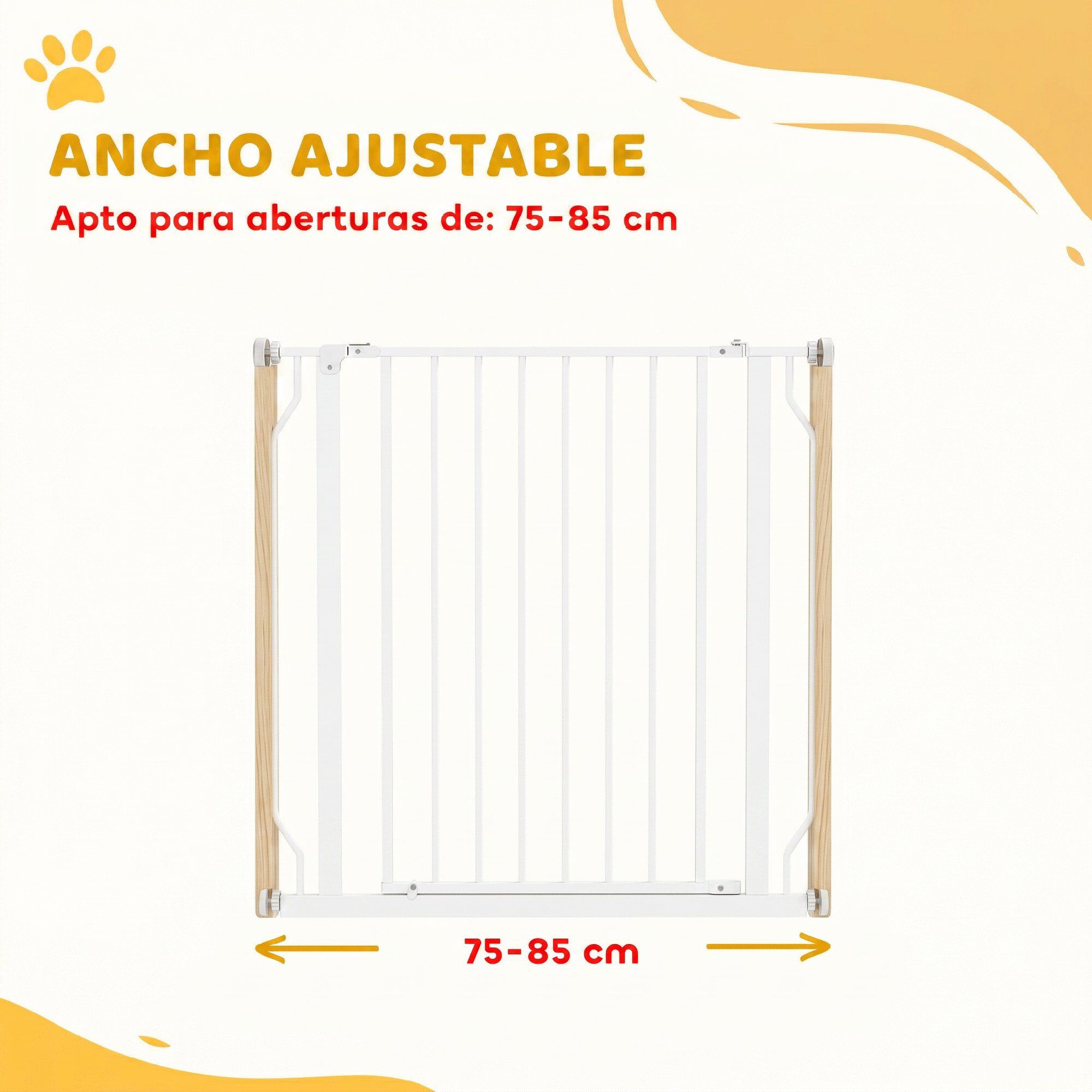 PawHut Barrera de Seguridad Blanco, , large Imagen numero 4