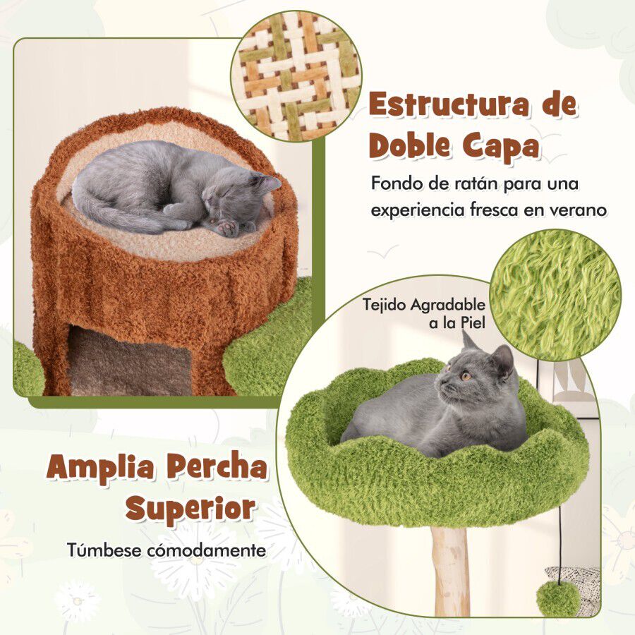 COSTWAY Árbol para Gatos Multinivel Torre de Dos Niveles con Postes de Rascado para Gatos thumbnail