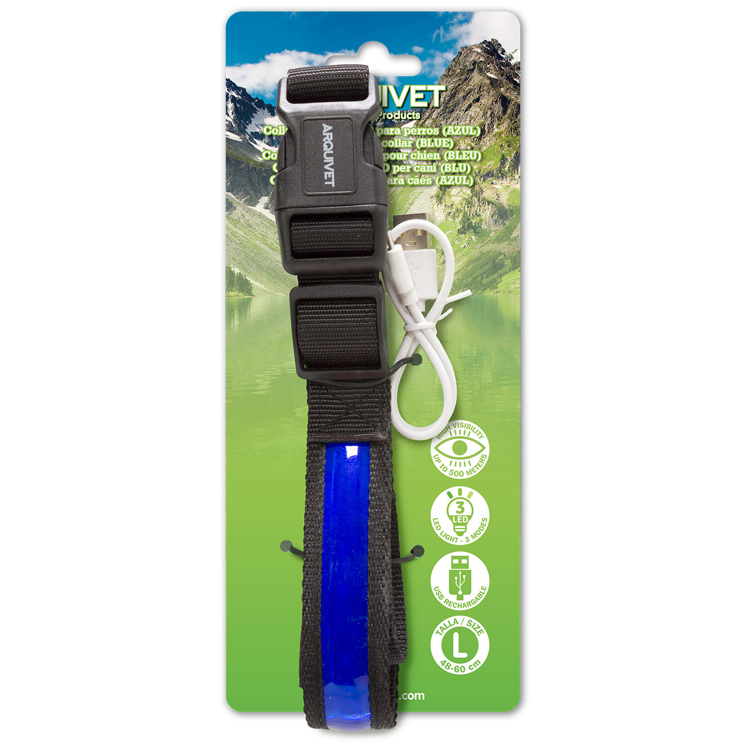 Collar Luminoso LED Azul - talla M 38-50cm/2,5cm, , large Imagen numero 2