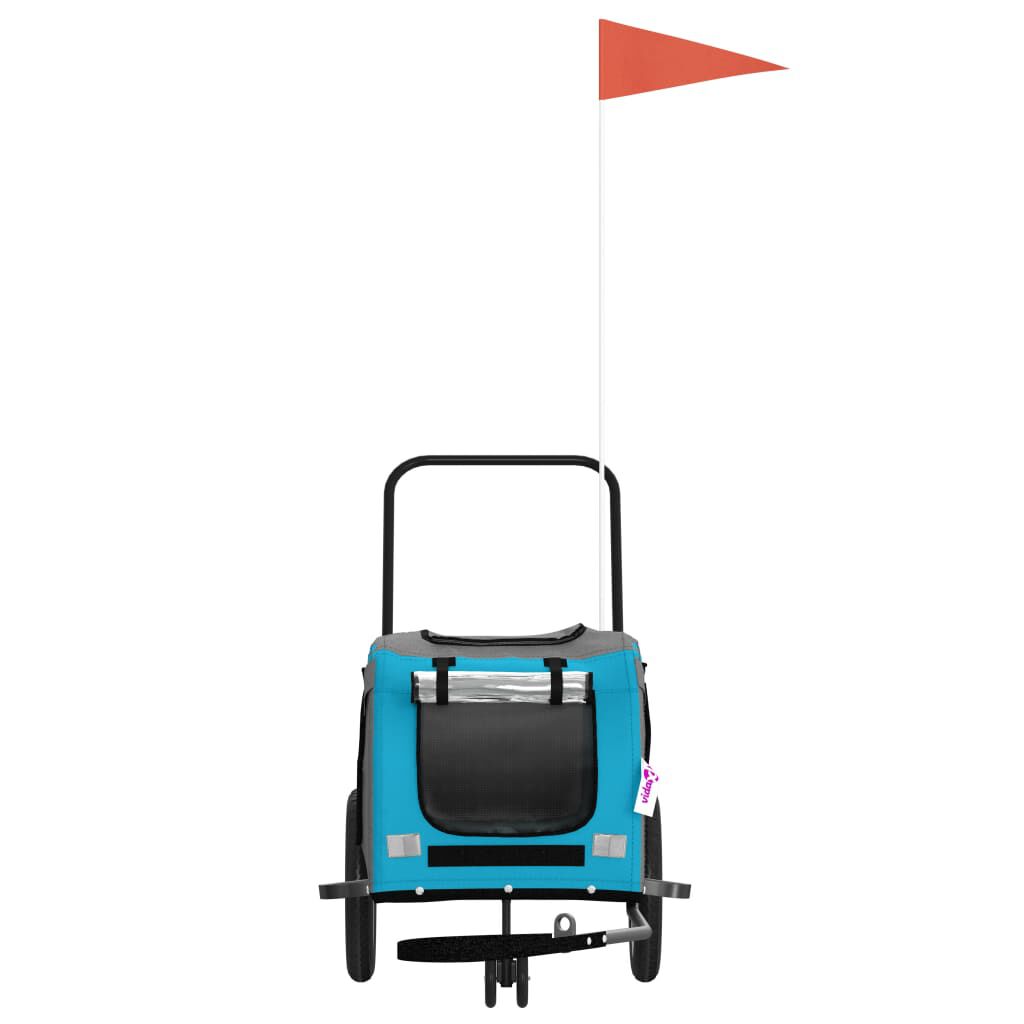 vidaXL Remolque de bicicleta mascotas hierro tela Oxford azul negro, , large Imagen numero 3