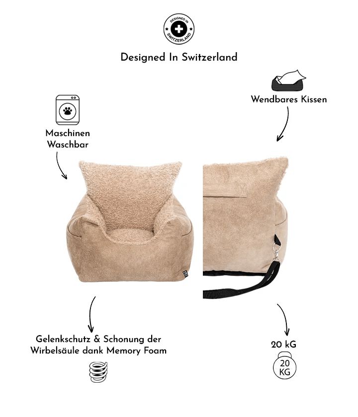 Pet and Co Asiento De Coche De Cuero Beis - Perros, , large Imagen numero 4