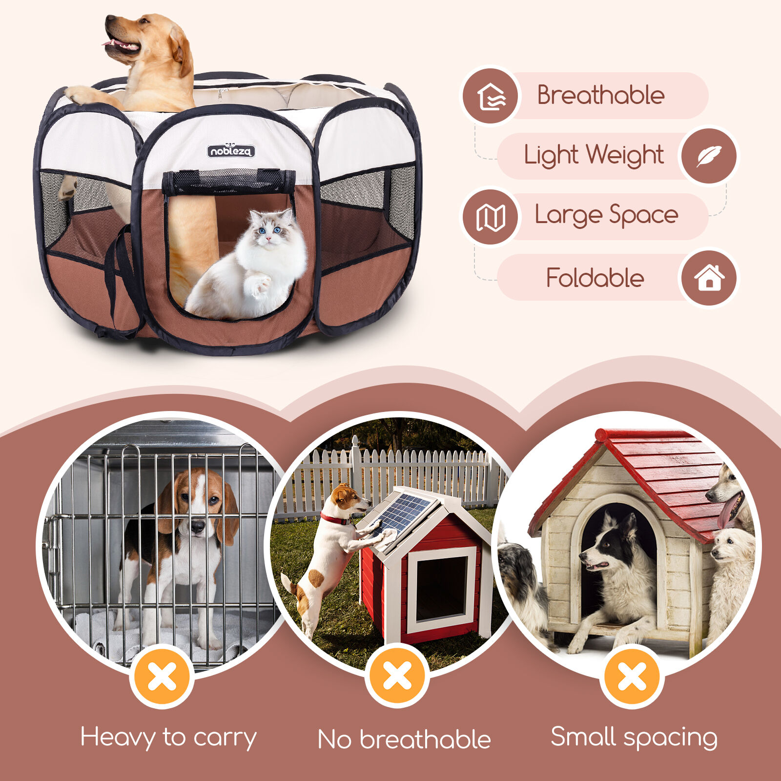 Nobleza Parque Plegable Portátil  para perros thumbnail