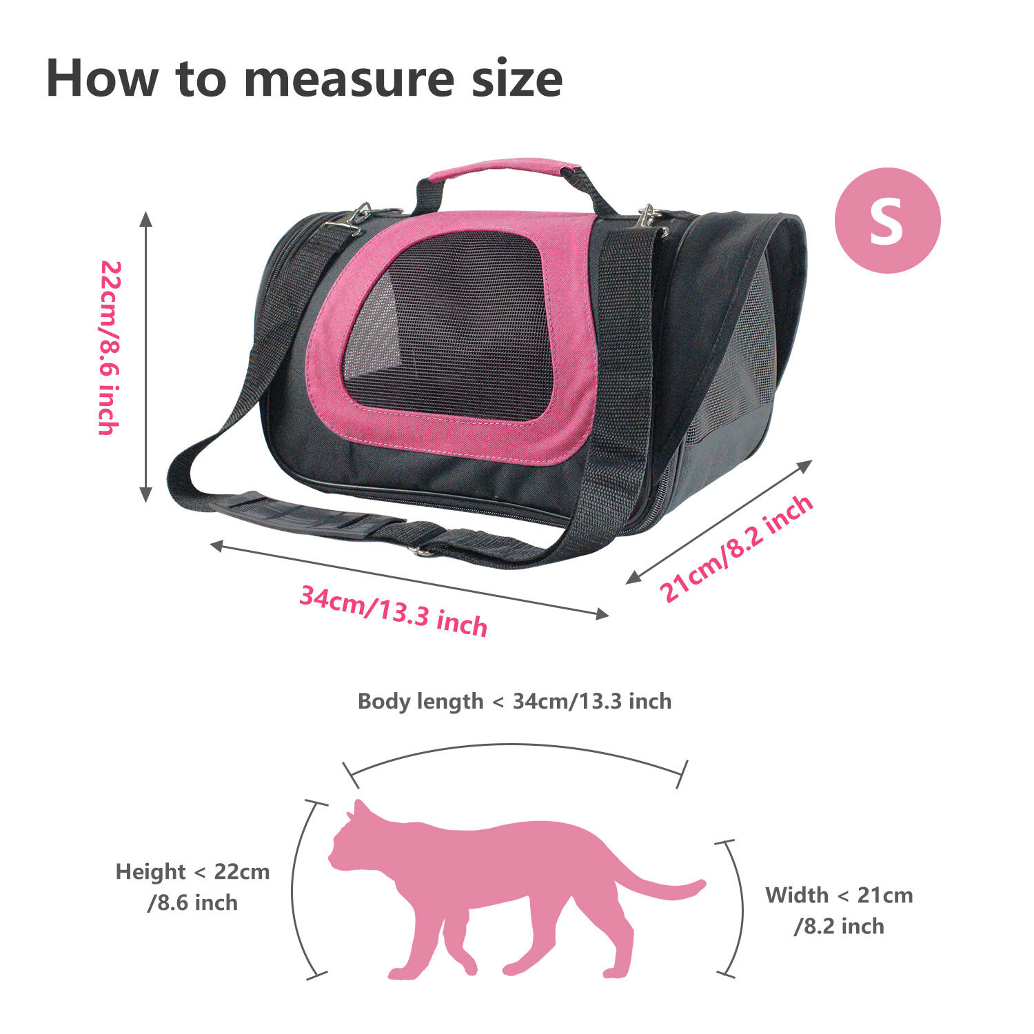 Nobleza - Bolso transport&iacute;n de tela oxford para perros, gatos o animales peque&ntilde;os. Peque&ntilde;o, Color Rosa Largo 34 cm, , large Imagen numero 4
