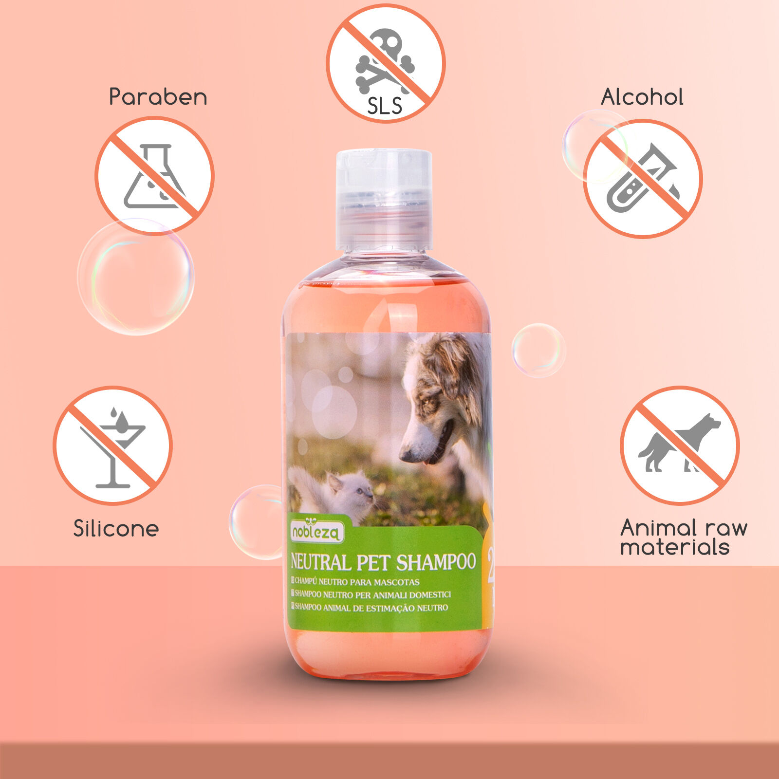 Nobleza Champ&uacute; para perros 250 ml - Champ&uacute; antiparasitario para perros y gatos Champ&uacute; nutritivo para perros para pieles sensibles y pelaje brillante, pH neutro, hidratante e hidratante, , large Imagen numero 2