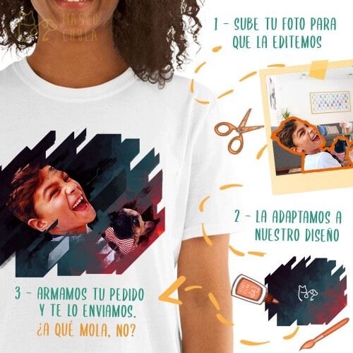 Mascochula camiseta mujer electronic personalizada con tu mascota blanco thumbnail
