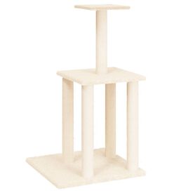 VidaXL Rascador con postes de sisal y plataforma crema para gatos