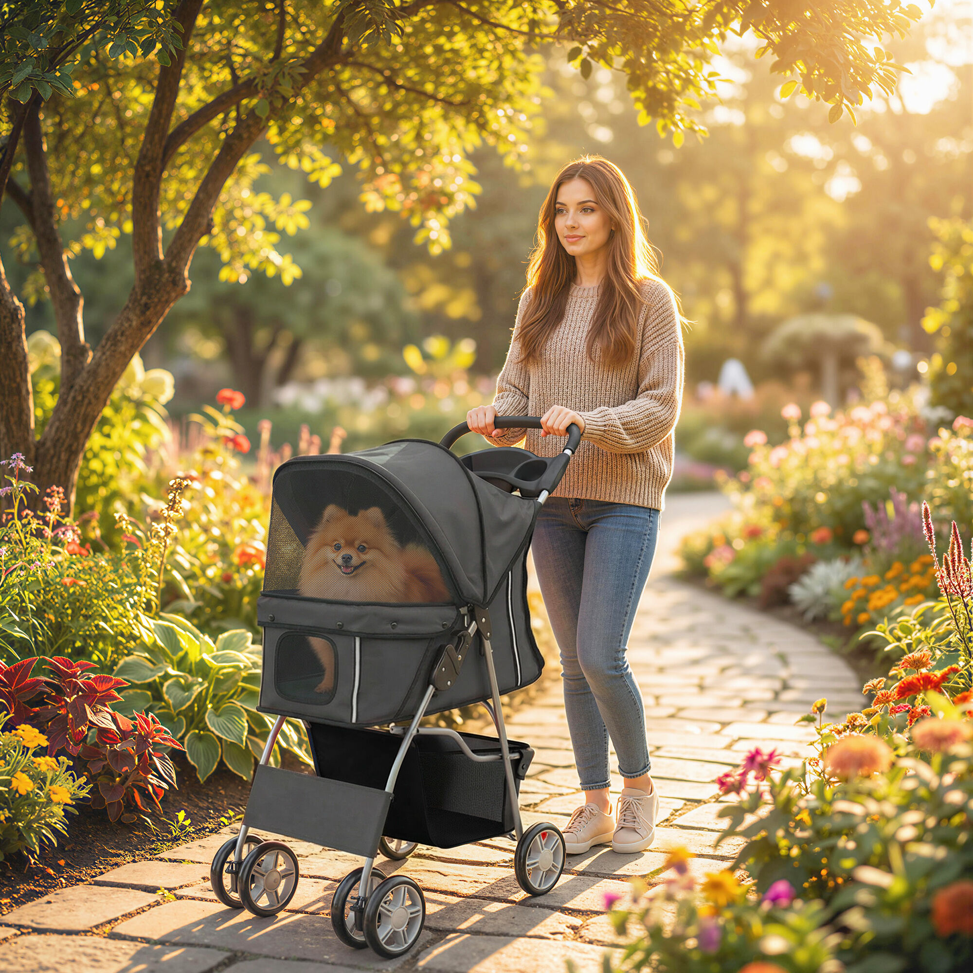 PawHut Carrito para Perros Gris Oscuro, , large Imagen numero 7