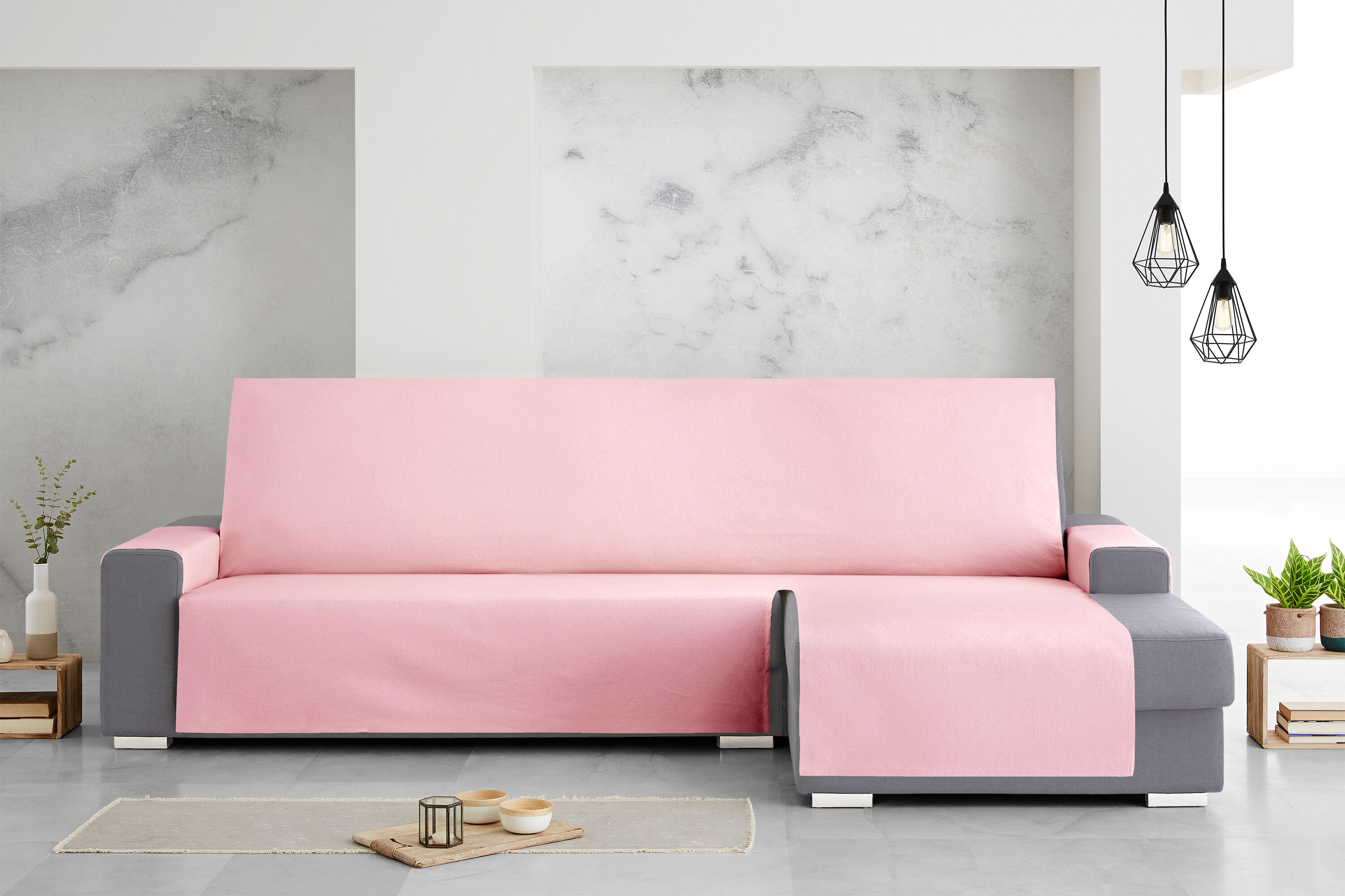 Protector Cubresofa Sofa Chaise Longue Derecha Extra Royale 290 cm. Color Rosa, , large Imagen numero 3