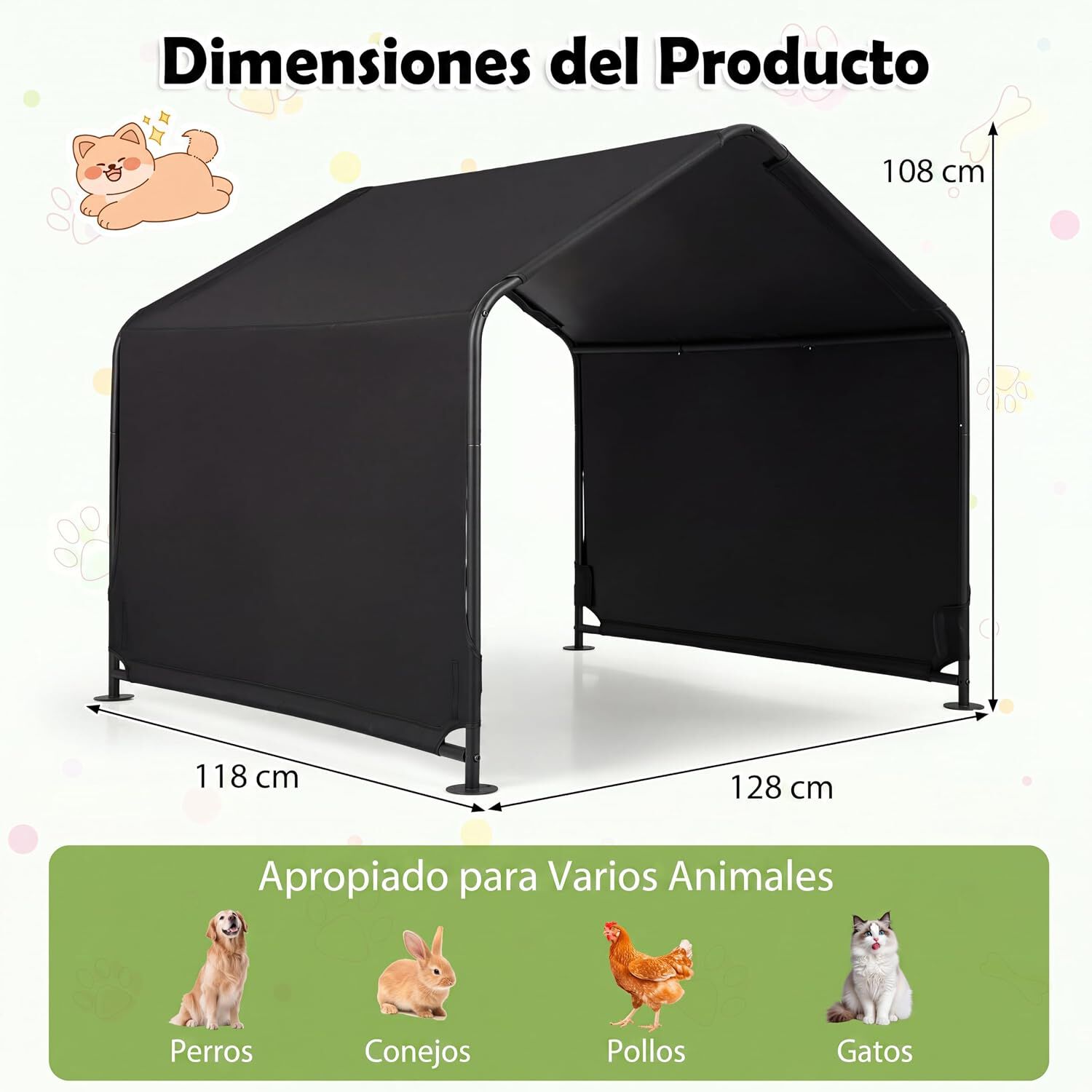 COSTWAY Tienda de campa&ntilde;a para Perros, Sombras para Perros para Exterior (126 x 118 x 108 cm), , large Imagen numero 5