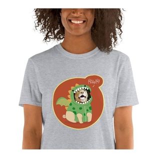 Macochula camiseta mujer dino personalizada con tu mascota gris