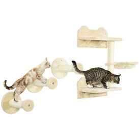 PawHut Estanterías Beige para Gatos 